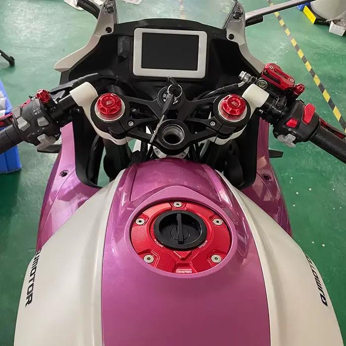 Bouchon de réservoir de carburant chromé pour moto Qjmotor Sport Racing SRK 350RR/400RR/421RR/450RR/550RR/550SR/600RC/600RS/800RR/921RR