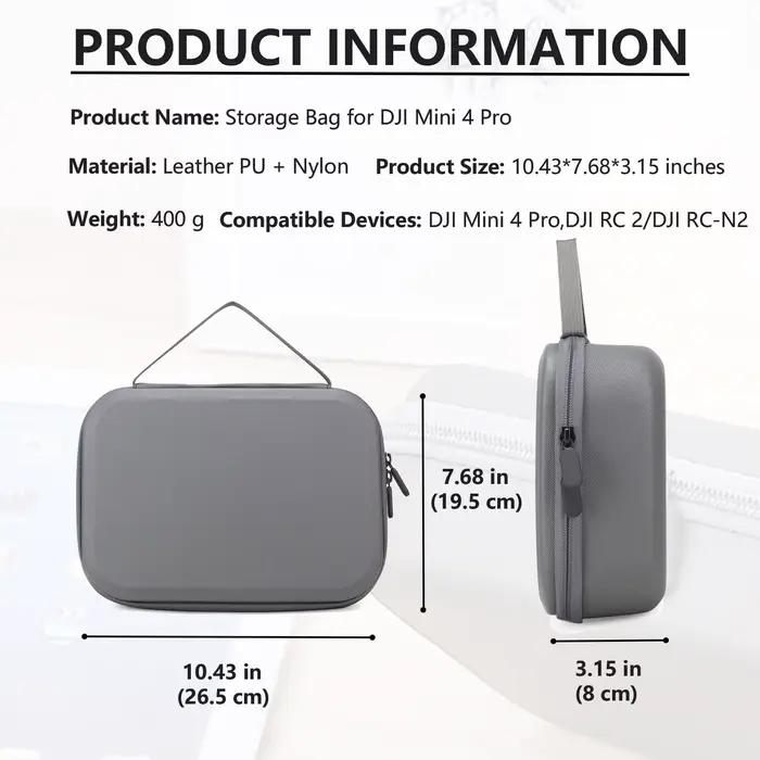Mallette de Voyage pour Drone DJI Mini 4 Pro Compatible avec Télécommande et Accessoires Boîte Rigide PU Gris Clair ou Vert Clair Occasions Spéciales