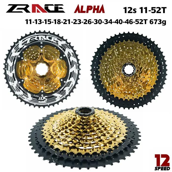 Cassette légère ZRACE Alpha 12s 12 vitesses pour VTT 11-50T / 11-52T - Or, compatible M9100 / XX1 X01 GX NX Eagle