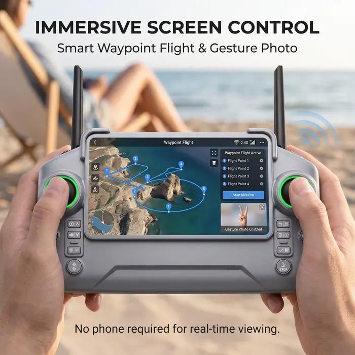 Nouveau Drone ZH8 2026 avec Caméra 4K et Écran, Moteur Brushless, 20 Min de Vol, Largage Aérien, Quadricoptère Pliable pour Photographie Aérienne
