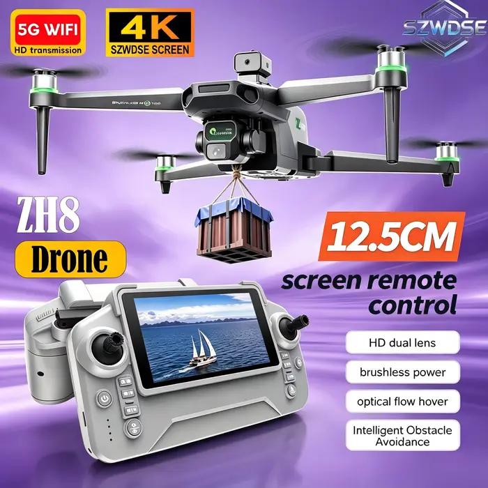 Nouveau Drone ZH8 2026 avec Caméra 4K et Écran, Moteur Brushless, 20 Min de Vol, Largage Aérien, Quadricoptère Pliable pour Photographie Aérienne