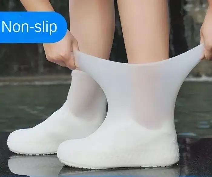 1 paire de couvre-chaussures imperméables en Silicone, en caoutchouc résistant aux lèvres, équipement de pluie, accessoires pour les jours de pluie en plein air