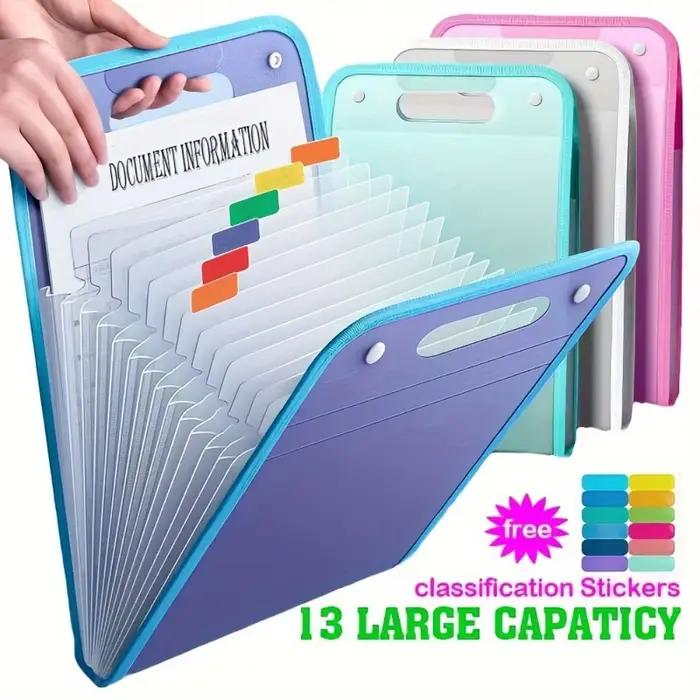 Porte-documents accordéon – Organiseur de documents A4 pour l'école, le bureau, l'université | Porte-documents extensible multi-poches pour papiers et examens