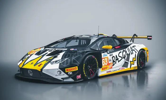 Miniature TH 1:64 Trends Hobby # 63 Lamborghini Huracan Basquiat Absolute Racing China GT Alloy Race Car Model Toy Collectible