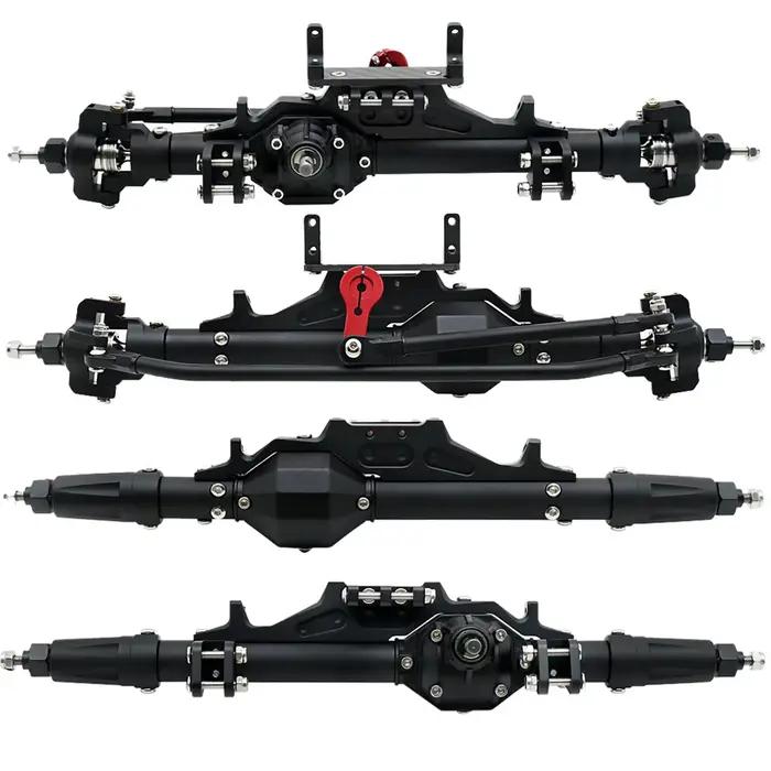 Essieu avant et arrière complet en aluminium CNC avec support Servo de biellette de direction pour 1/10 RC chenille axiale Wraith 90018 RR10 Capra 1.9 UTB