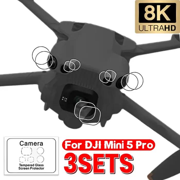 Ensemble de protection en verre trempé pour DJI Mini 5 Pro 3 pièces antirayures pour drone occasionnel et professionnel