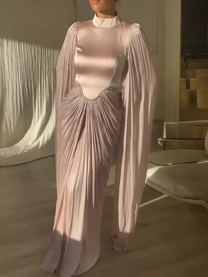 LGRQ 2026 printemps et automne femmes Sexy diamant embelli couleur unie robe de soirée