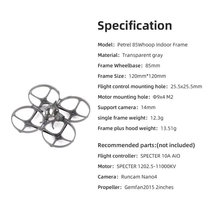 Kit de châssis HGLRC Petrel 85 Whoop en fibre de carbone pour drones FPV d'intérieur vols intérieurs accessoire de drone pour passionnés de vol aérien