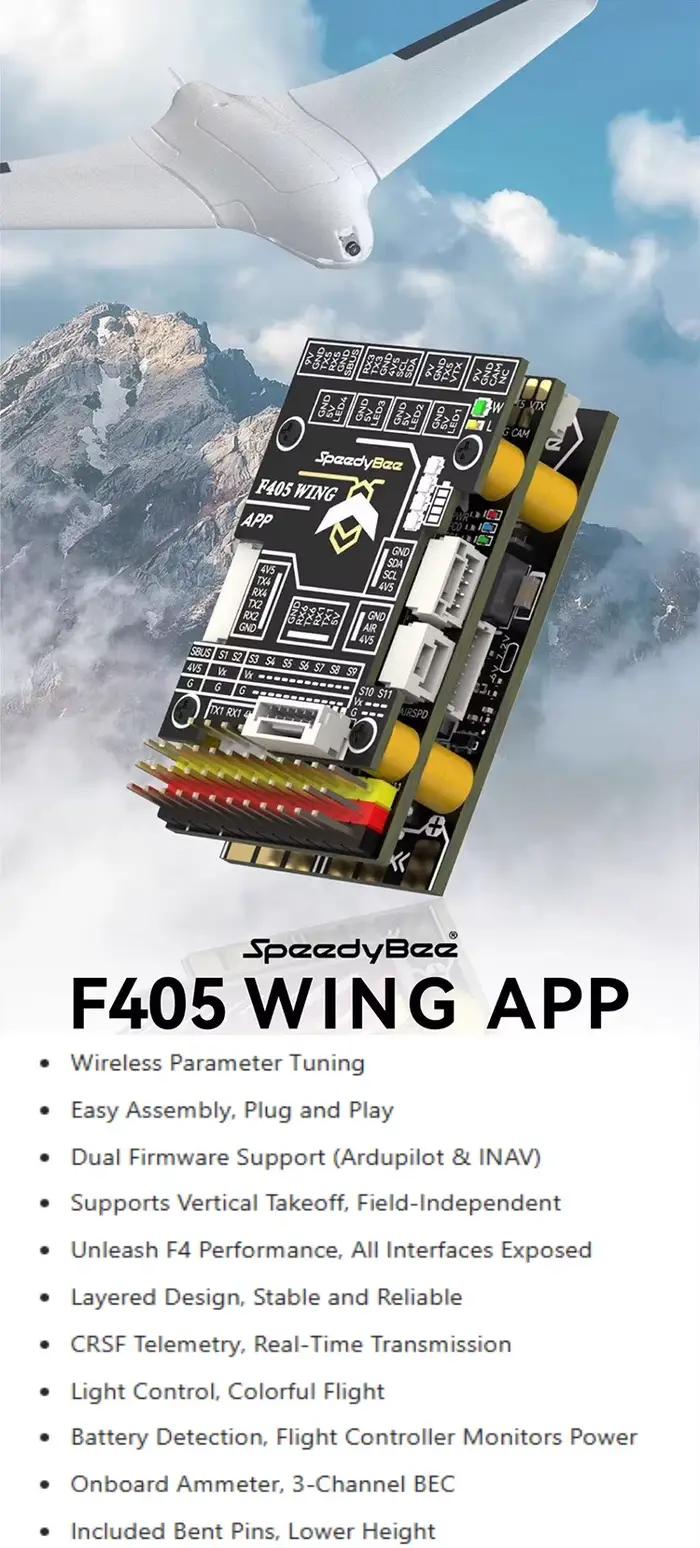 Contrôleur de vol Speedybee F405 Wing APP FC prenant en charge le décollage vertical