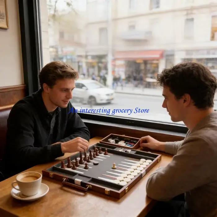 Ensemble backgammon accentué en similicuir 652D avec soirée jeu douce silencieuse