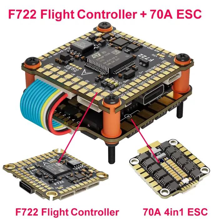 Contrôleur de vol FPV DAKEFPV F722 6S 8S 60A 70A Stack INAV Betaflight