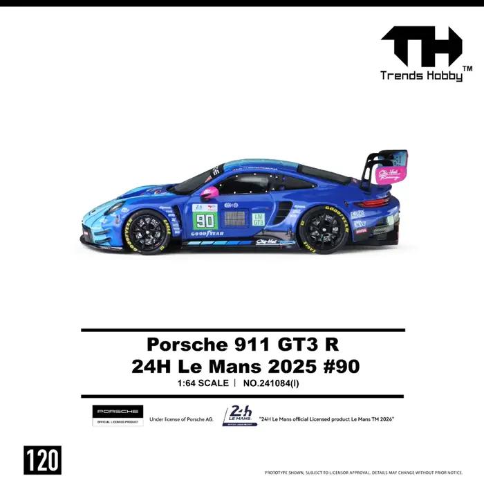 TH 1:64 Porsche 911 GT3 R-2025 Le Mans LMGT3 Modèle de voiture de course en alliage
