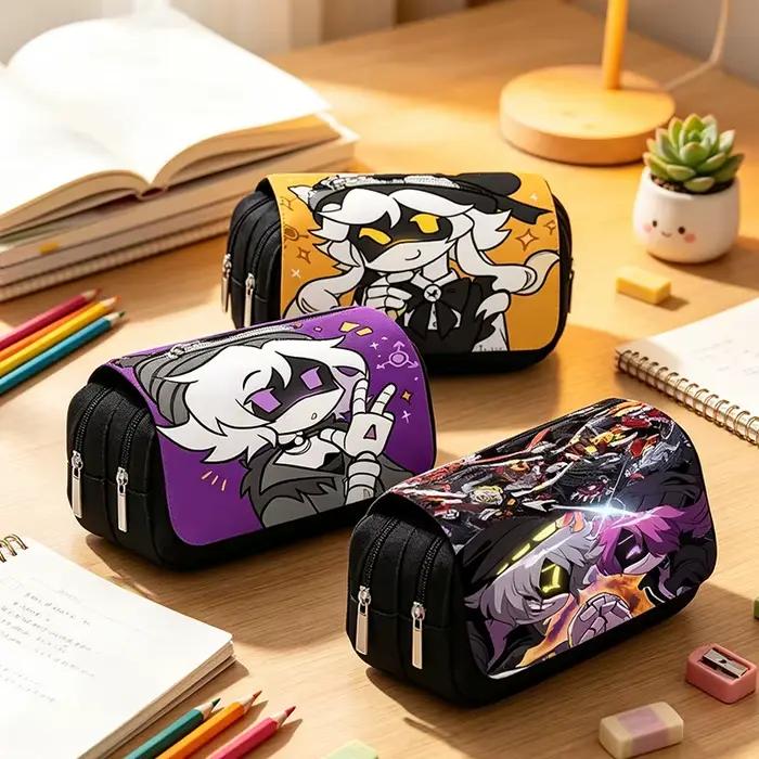 Trousse à crayons Murder Drones, sac à crayons imprimé de dessins animés, pochette carrée grande taille pour stylos, fournitures scolaires, sacs de rangement pour papeterie, cadeau d'anniversaire