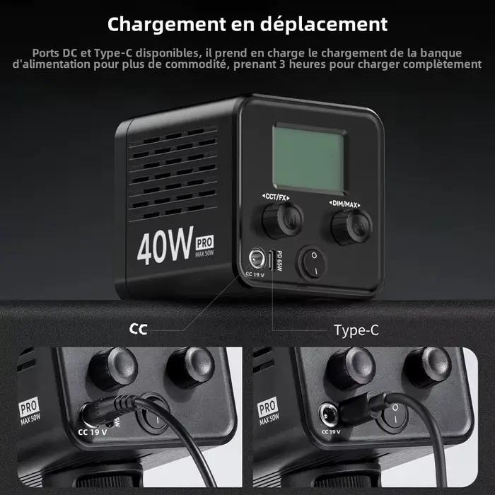 Lumière Ulanzi L023 40W Pro Portable LED Video Light Bi-Color COB Photographic Studio Light 2500K-6500K 3400mAh Occasions Spéciales Video Streaming Photography