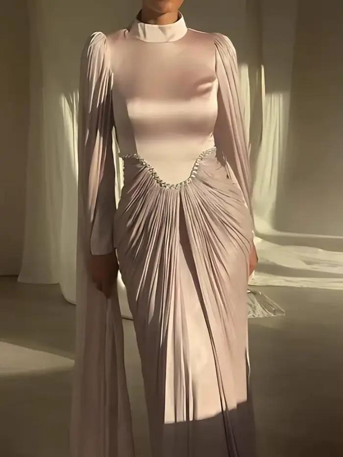 LGRQ 2026 printemps et automne femmes Sexy diamant embelli couleur unie robe de soirée