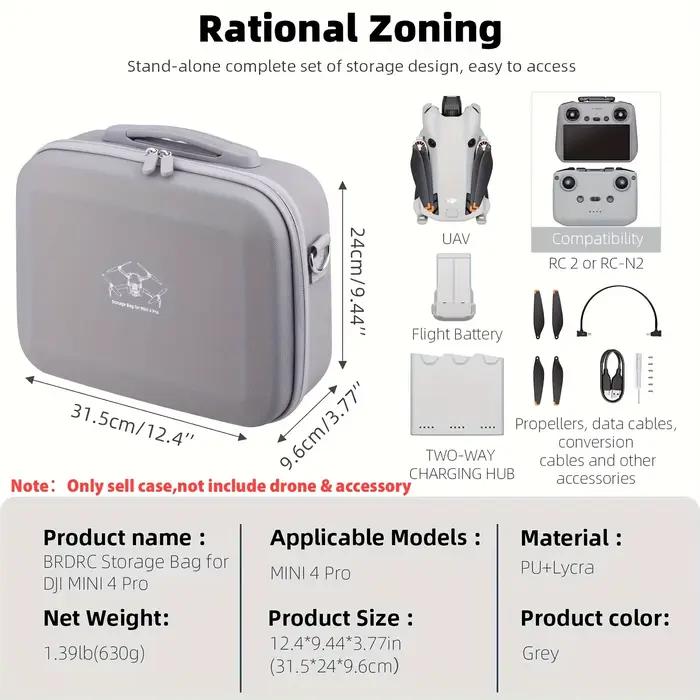 Étui Mini 4 Pro RC 2, sac de rangement Portable en cuir PU de grande capacité pour DJI
