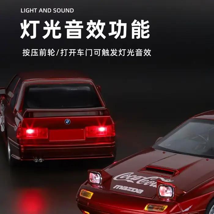 Modèle de voiture en alliage 1:24 Mazda RX7 BMW M3 Version Coca-Cola, version peinture classique, avec fonction sonore