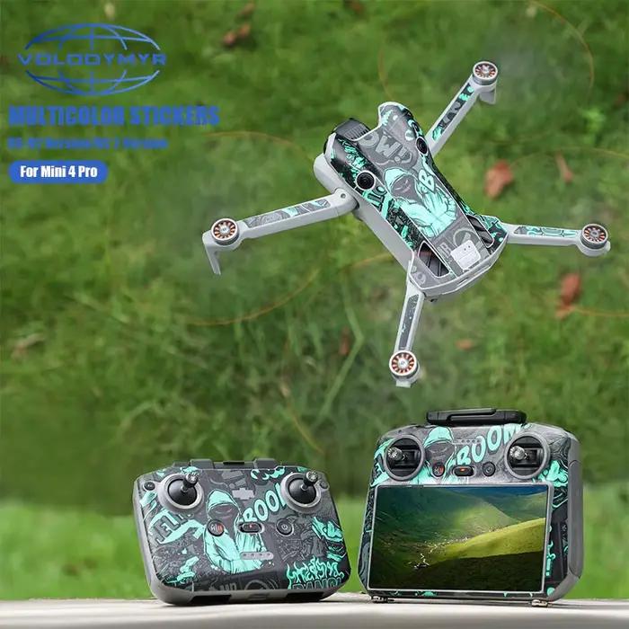Volodymyr autocollant coloré pour DJI Mini 4 Pro décalcomanie RC 2/RC-N2 couverture de protection à distance anti-rayures étanche Drone décoratif