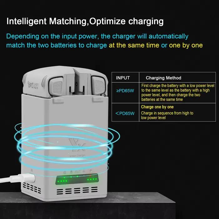 Station de charge double intelligente pour DJI Lito 1 Lito X1 accessoire de drone avec charge rapide et mode de stockage sécurisé pour vols réguliers et voyages