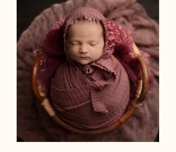 Couverture de photographie pour nouveau-né, emmaillotage tricoté pour bébé, arrière-plan pour séance Photo, paniers de fond pour Studio de séance Photo, accessoires Photo