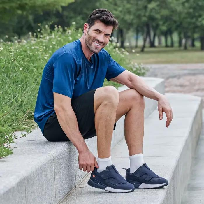 Chaussures pour diabétiques pour hommes, baskets larges à enfiler 2E pour pieds gonflés, chaussures de Sport de marche avec Support de voûte plantaire pour soulager la douleur au pied