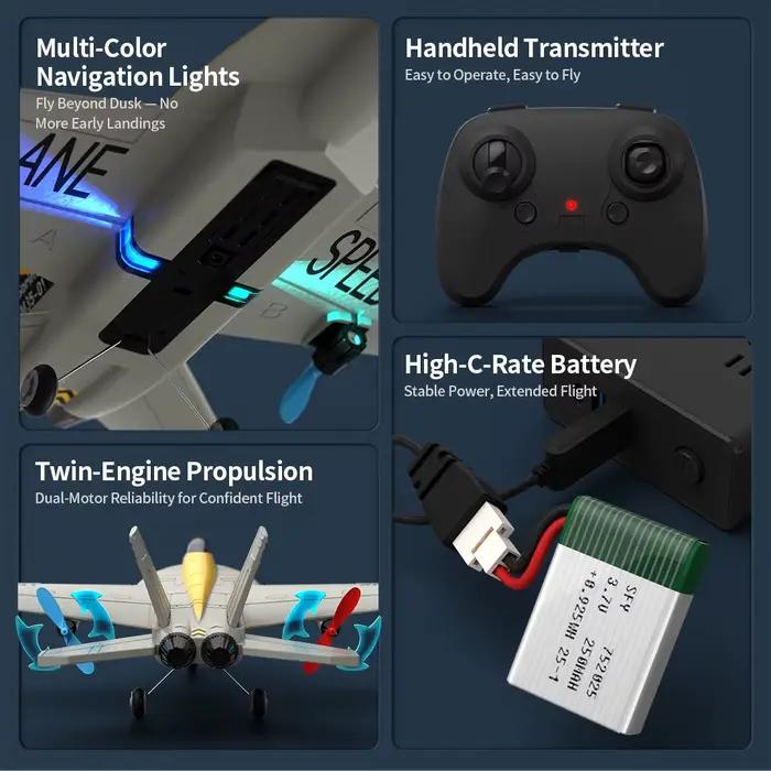 Avion télécommandé F18 Hornet RC Glider 2.4G 2CH 6 axes avec stabilisation