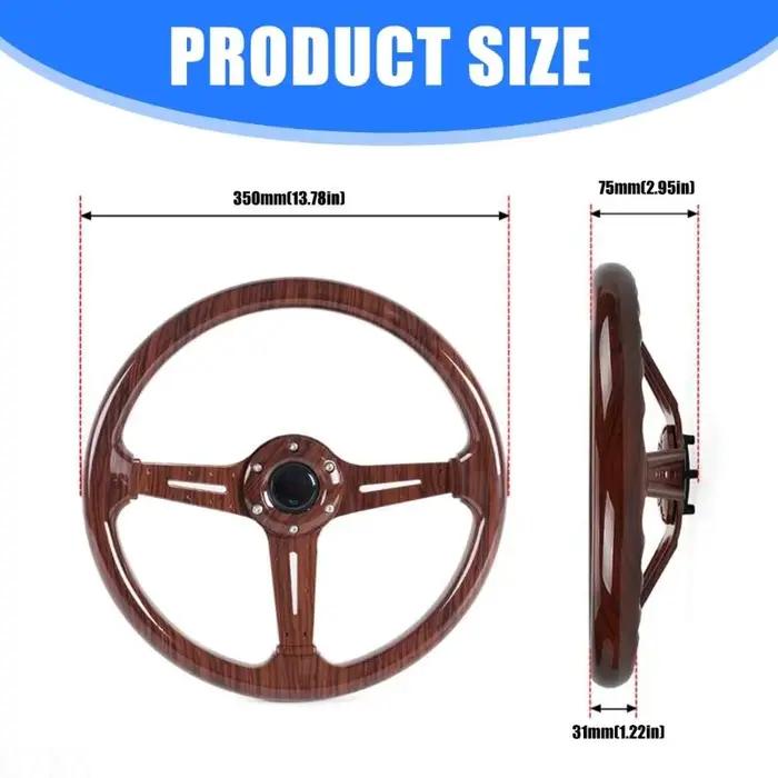 Volant en ABS Texturé Noyer 14 Pouces Ergonomique pour Véhicules Personnalisables Occasions Spéciales