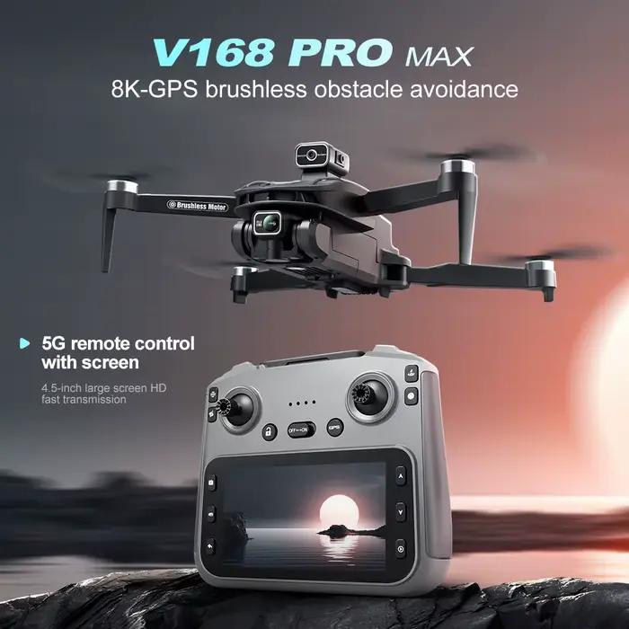 Nouveau Drone V168 2026 GPS 8K Professionnel HD Double Caméras 5G WIFI Brushless 360 ° Jouets quadricoptères pliables