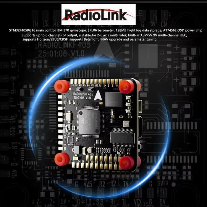 Radiolink F405 contrôleur de vol pour Drones FPV 5/7 pouces 6Ch prend en charge plusieurs Firmwares Open Source Installation sans soudure