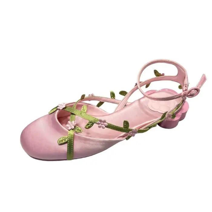 Sandales plates pour femmes Printemps 2026 – Série Florale – Style Vacances – Chaussures à enfiler confortables et décontractées pour femmes