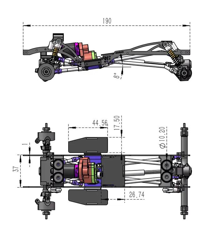 MEUS RACING SCX24 LCG châssis TC4 cadre en titane pour mises à niveau sur chenilles Axial