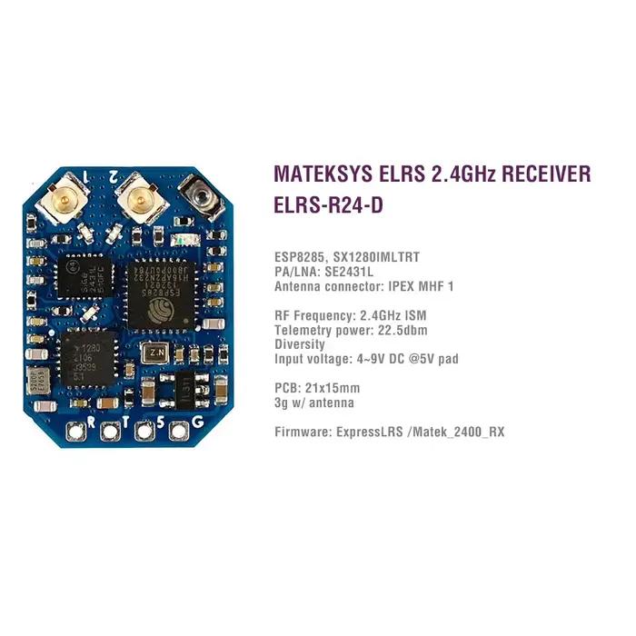 MATEKSYS 2.4G récepteur R24D ELRS-R24-S ELRS-R24-D ExpressLRS CRSF pour RC FPV course Freestyle Nano Micro Mini Drone longue portée