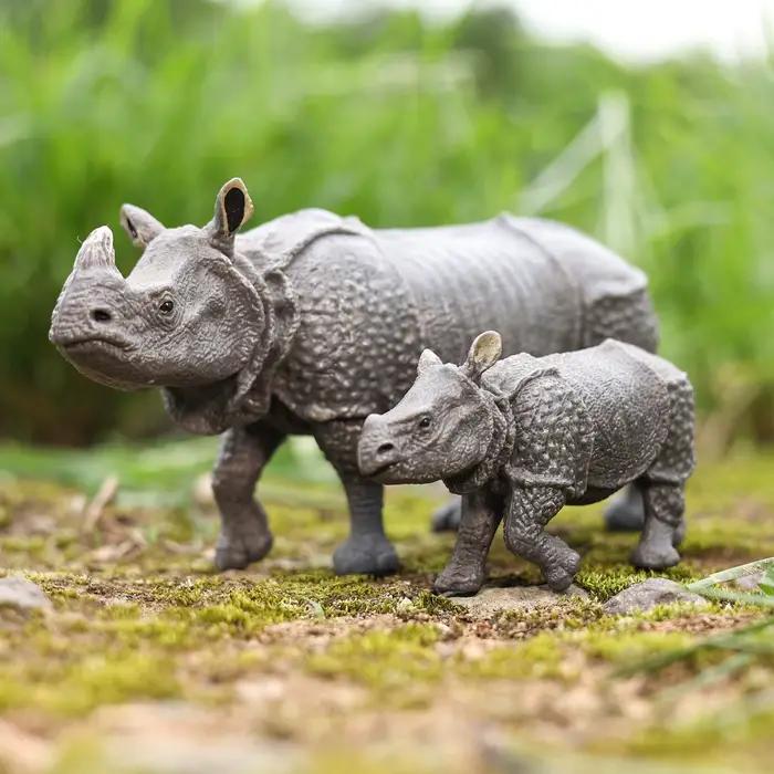 Figurine jouet rhinocéros – Figurine modèle rhinocéros réaliste et peinte à la main – Jouet éducatif sûr pour garçons, filles et enfants âgés de 3 ans et plus