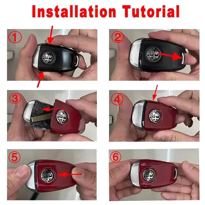 Housse de clé de voiture, étui de remplacement pour clé Alfa Romeo Giulia Stelvio Tonale, style fibre de carbone