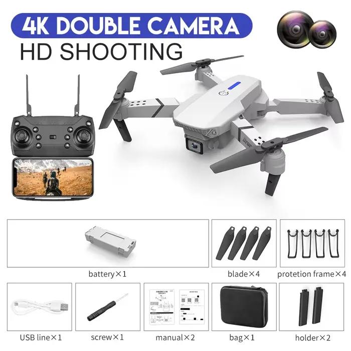 2025 E88 Pro WiFi FPV Drone avec caméra simple double 4K 1080P grand Angle HD maintien d'altitude pliable quadrirotor RC hélicoptère jouet
