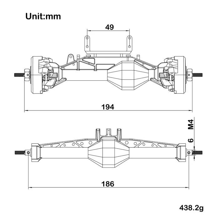 MEUS RACING 1/10 Axes droits ISO en nylon avec contrepoids d'essieu avant pour Axial Capra II SCX10 II et autres chenilles RC 1/10 DIY