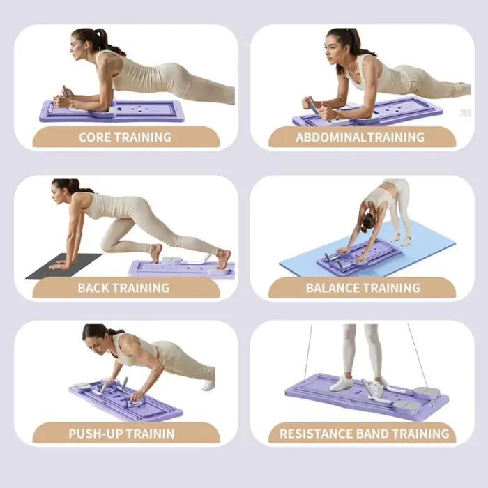 Planche de Pilates pliable 4-en-1 pour la maison, roue d'exercice, équipement de fitness pour la maison, entraîneur de Pilates