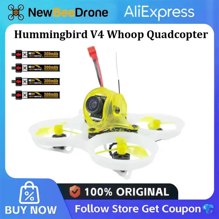 NewBeeDrone Hummingbird V4 Whoop Quadcopter 65mm BNF ELRS 2.4G Drone (couleur aléatoire) avec ou sans batterie 300mAh 1S NX69