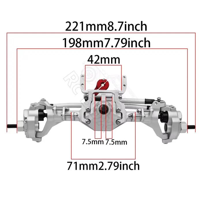 Essieu de portail avant et arrière intégré en aluminium usiné CNC anodisé pour voiture sur chenilles 1/10 RC Axial SCX10 II RGT 86100 Redcat GEN8