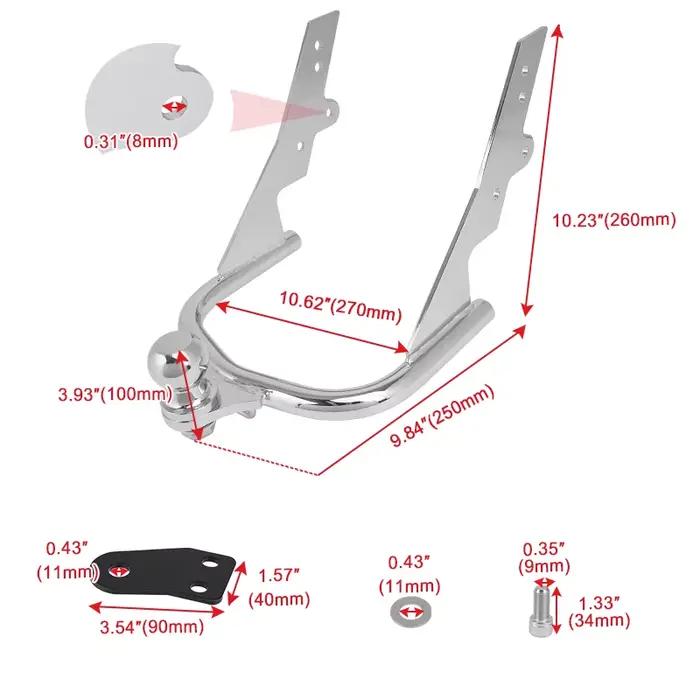 Attelage de remorque chromé pour moto Harley Touring Electra Street Tour Glide Road King FLHT FLHR FLTR 1994-2008