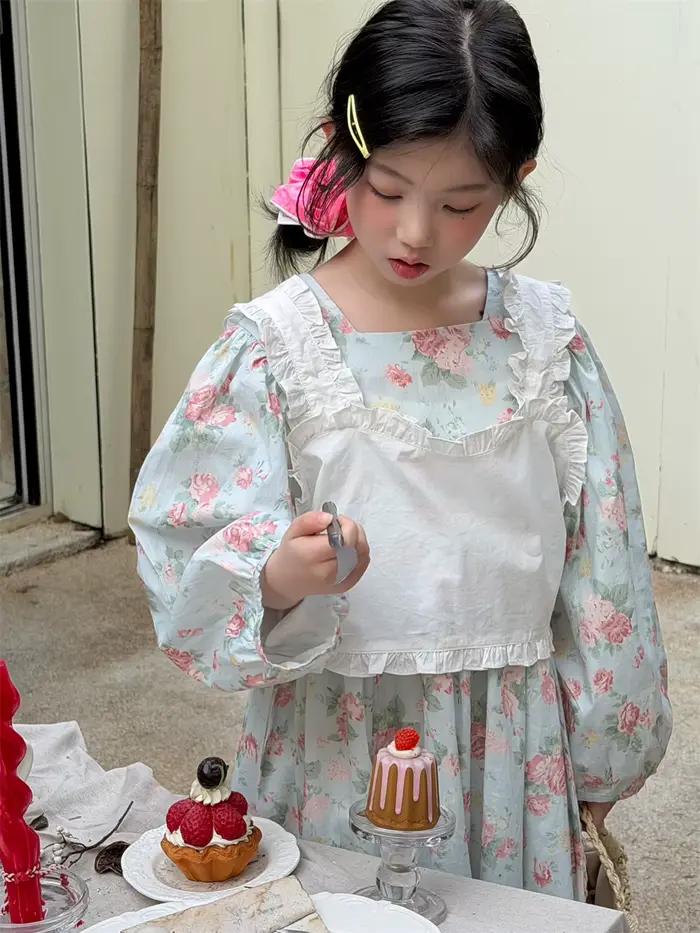 Robe florale pour filles Printemps 2026, robe de princesse à imprimé floral