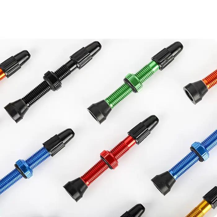Tiges de Valve Presta Tubeless pour vélo, en alliage d'aluminium, 40mm 44mm 48mm 60mm 80mm, avec outil de retrait du noyau de Valve, 2 pièces/sac