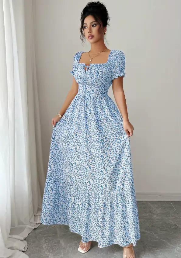 Nouvelle Robe Printemps 2026 pour Femme, Imprimé Floral Tendance, Élégante, Confortable et à la Mode