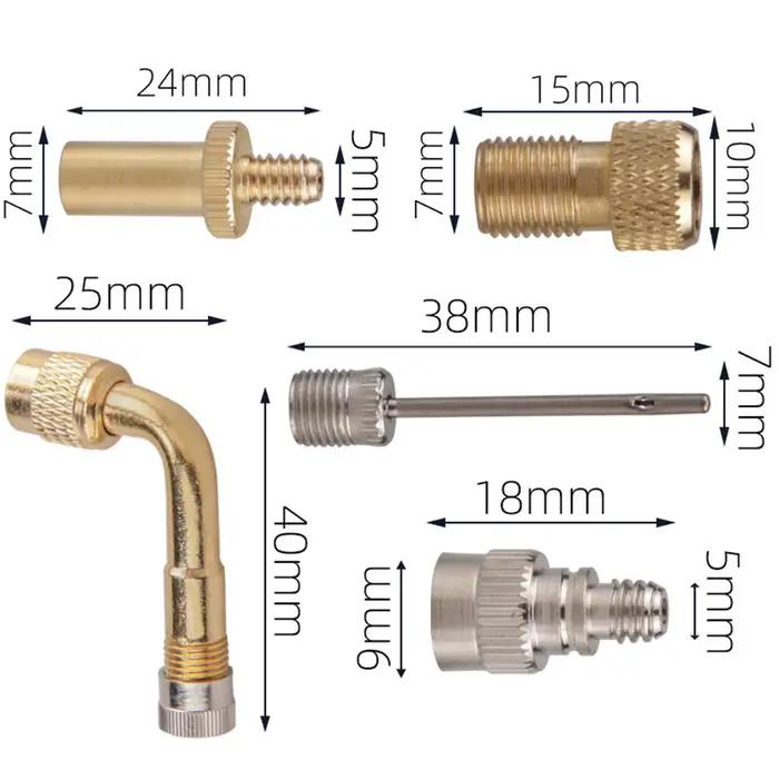 Un ensemble d'adaptateurs de valve de vélo, adaptateur de valve de tuyau gonflable SV AV DV, pompe à vélo