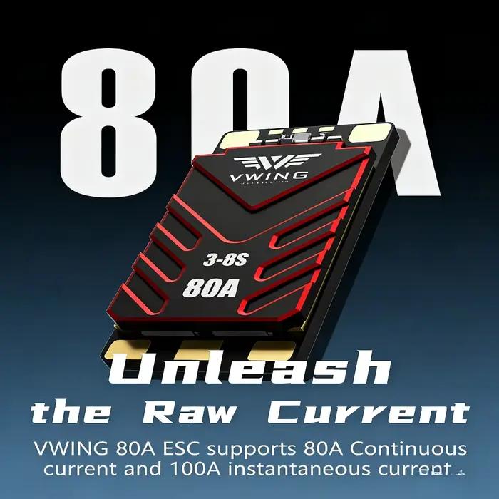 Contrôleur de vitesse brushless Velociwing Vwing 80A 3-8s Blheli_32 ESC