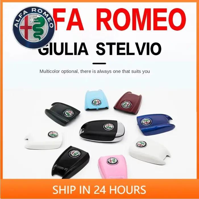Housse de clé de voiture, étui de remplacement pour clé Alfa Romeo Giulia Stelvio Tonale, style fibre de carbone