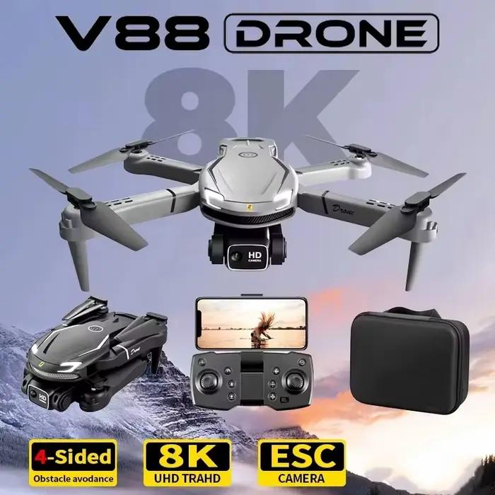 Jouet cadeau chaud 2025 V88Pro RC Drone professionnel 4K 1080P grand Angle HD 360 caméra d'évitement d'obstacles hélicoptère pliable WIFI FPV