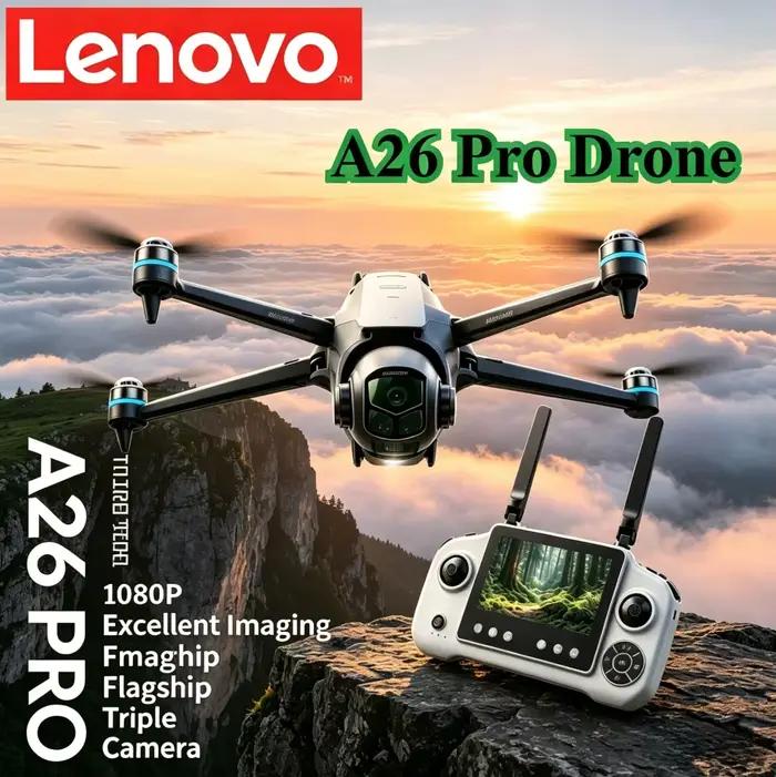 Drone Lenovo A26 Pro 4K HD 8K Triple Caméra FPV Moteur Brushless Évitement d'Obstacles Quadricoptère RC Pliable Professionnel Aérien