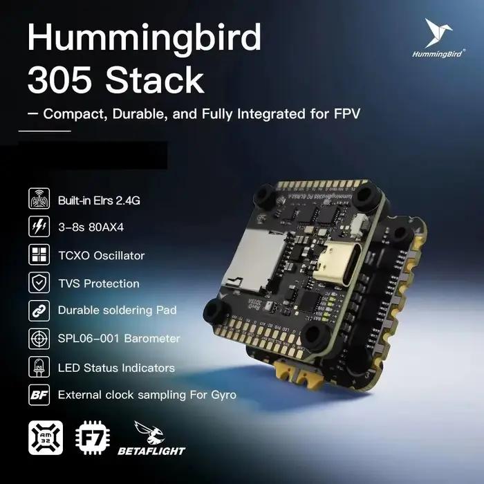 Newbeedrone Hummingbird 305 pile de vol/ 305 F722 FC/ELRS intégré 2.4G 305 80A 4in1 ESC 3–8S Lipo pour Drones 5 "7" 10"