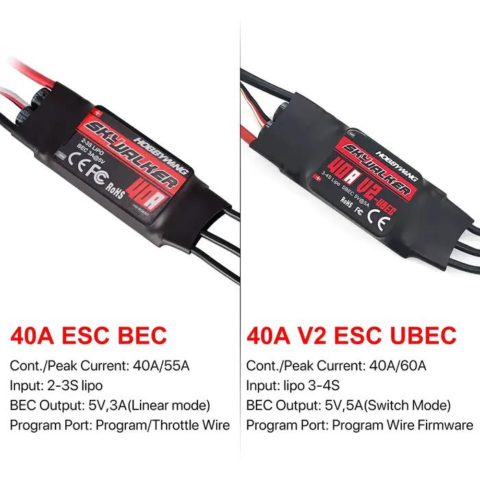 Hobbywing Skywalker V2 ESC sans balais 40A 50A 3-4S / 80A 100A 3-6S UBEC Drone contrôleur de vitesse ESC avec BEC